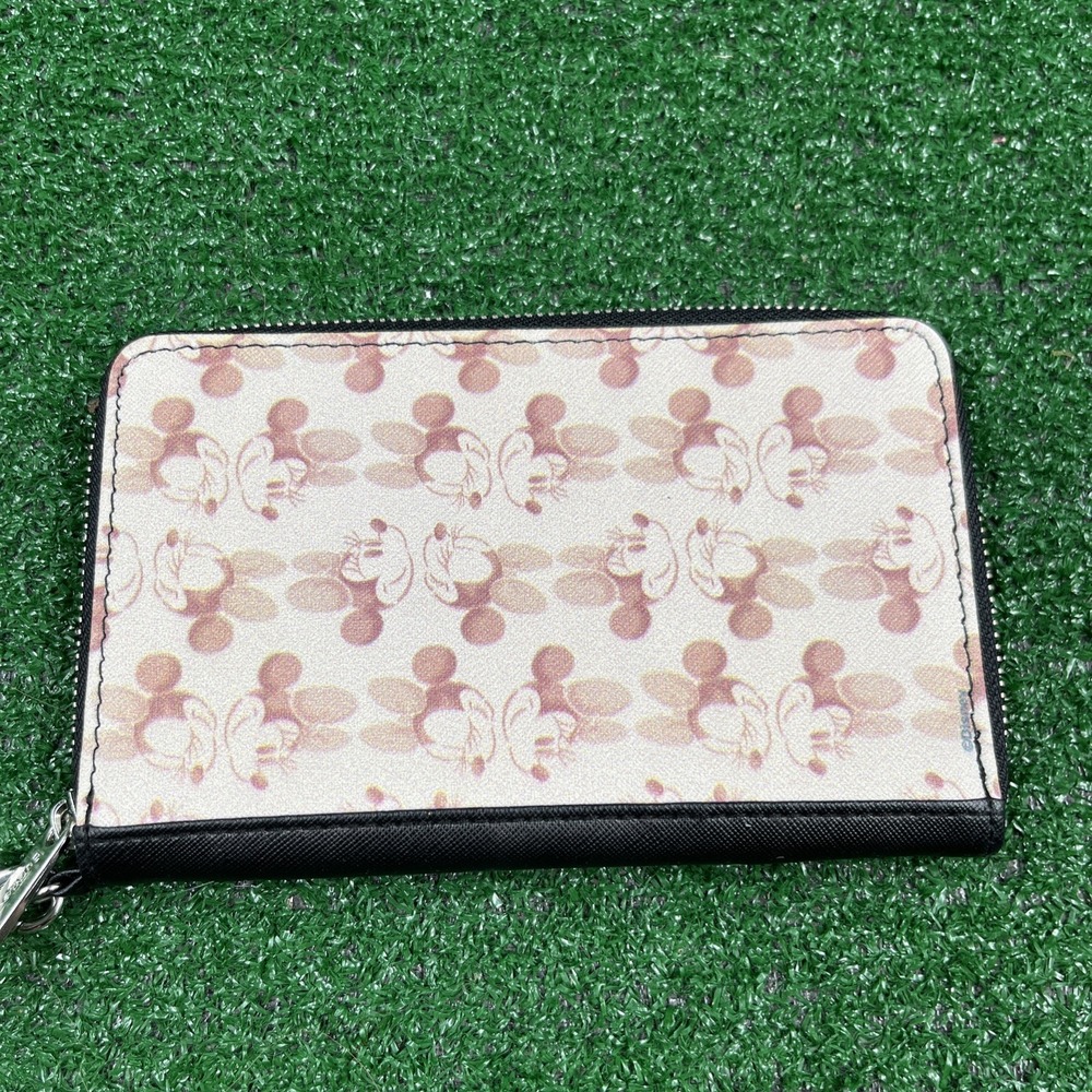 Disney Buckle-Down Retro‎ Vtg Minnie Mouse Wristlet Clutch Wallet Beige Black